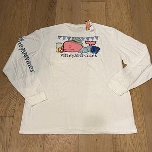 Vineyard Vines White Long-Sleeve Tee with German whale Oktoberfest
